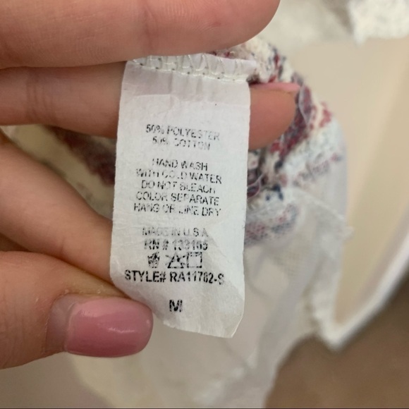 [Altar'd State] Knit Boho Striped Lace Hem Long Sleeve V-neck Sweater Top - Picture 5 of 7